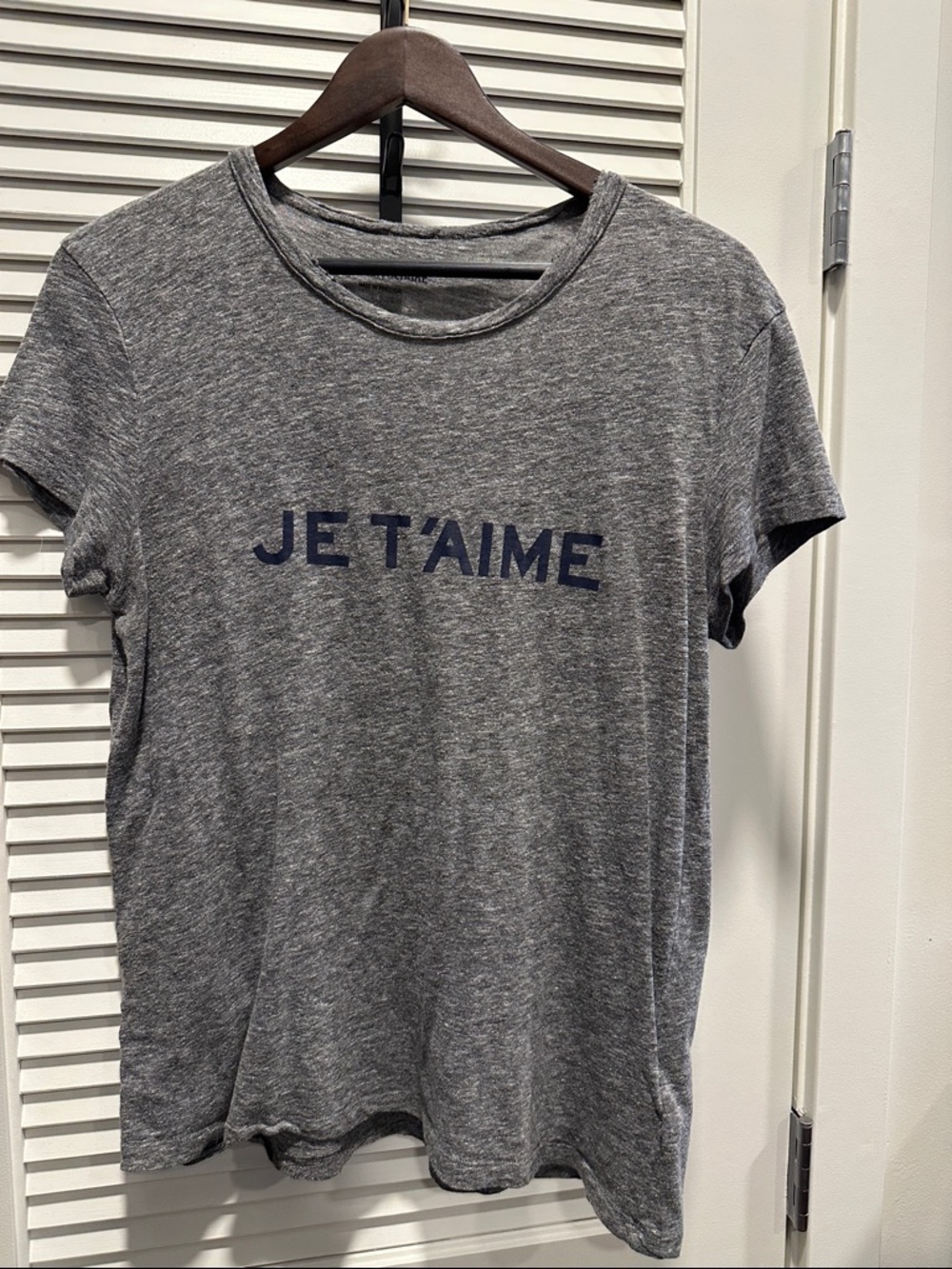 Zadig & Voltaire Gray Tee with Navy JE T'AIME Print
